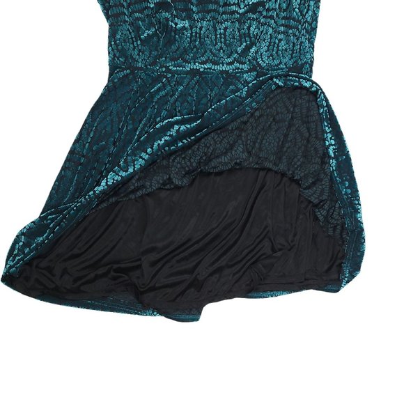 Moon Green Velvet Cap Sleeve Dress Womens Size 1XL Side Zip Lined - Picture 11 of 13